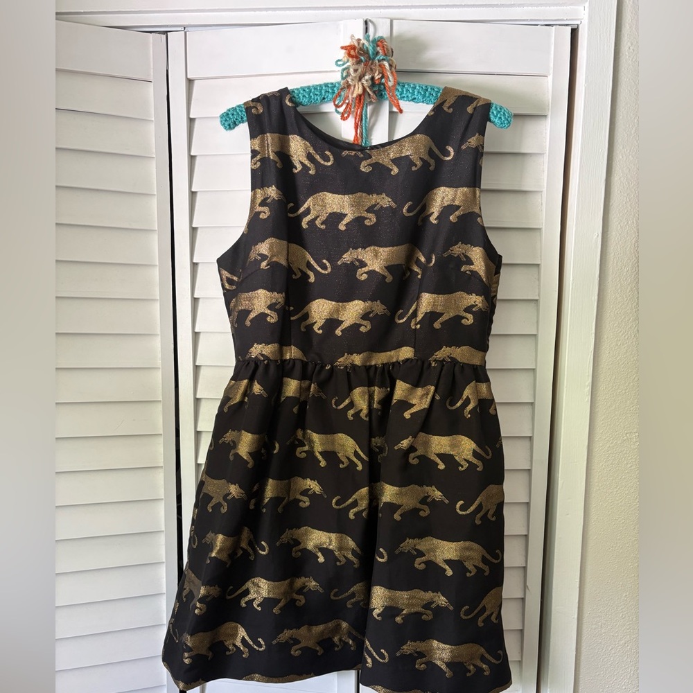 Eyedoll Metallic Panther print fit n flare mini